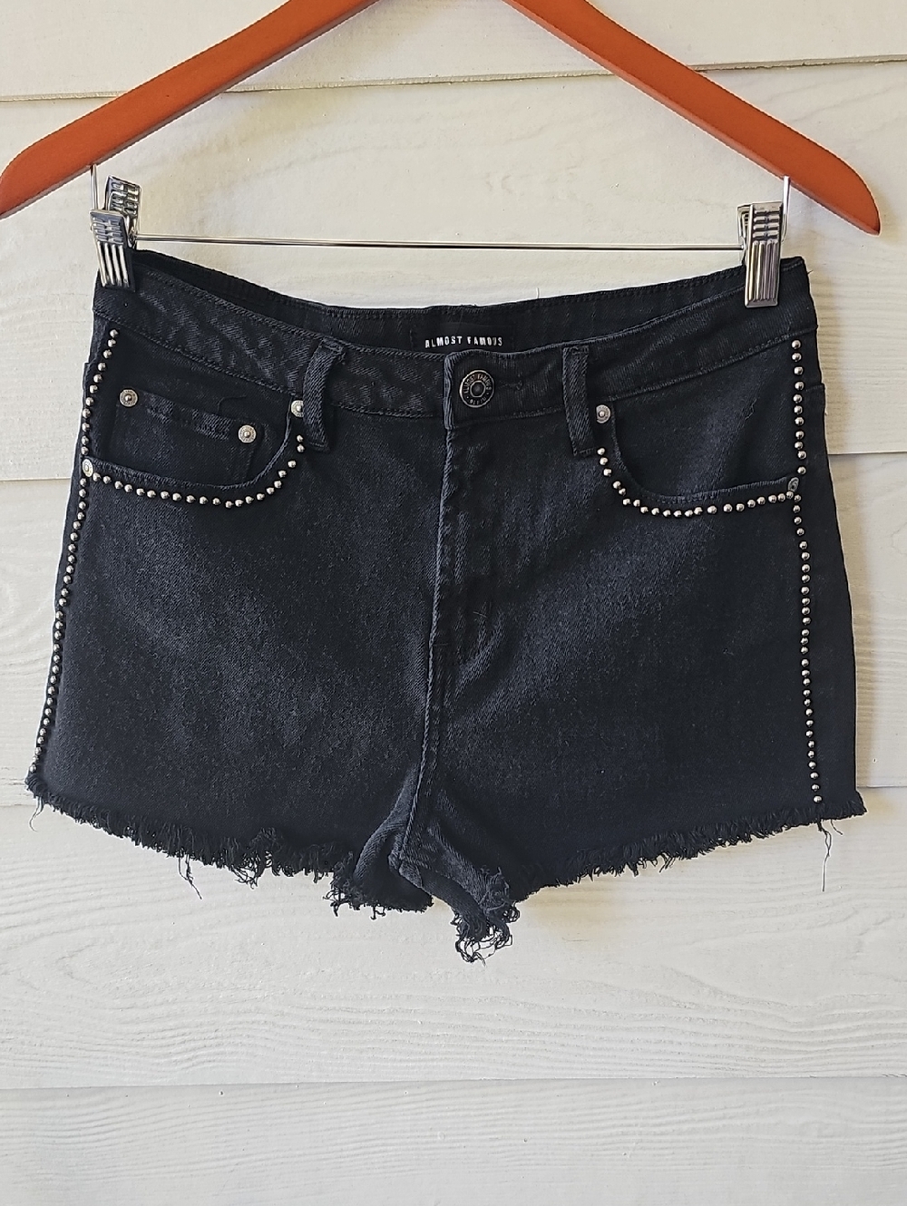 Almost Famous Black Studded Cutoff Denim Shorts